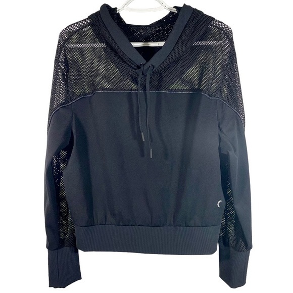 Zyia Active Winner Black Mesh Pullover Hoodie S - Picture 3 of 12